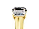 Yellow gold Fancy Black Emerald Cut Three-Stone Diamond Ring with Prong Setting on a Classic Band_17