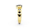 Yellow gold Fancy Black Heart Cut Brilliant Channel-Set Diamond Ring with Bezel Prong Setting_2