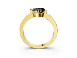 Yellow gold Fancy Black Heart Cut Brilliant Channel-Set Diamond Ring with Bezel Prong Setting_3