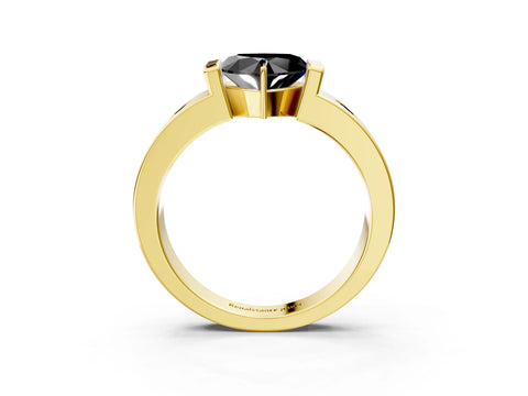 Yellow gold Fancy Black Heart Cut Brilliant Channel-Set Diamond Ring with Bezel Prong Setting_3