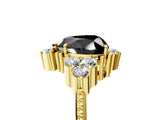 Yellow gold Fancy Black Heart Cut Brilliant Diamond with Cluster Setting on a Beaded Band and Four-Prong Setting_17