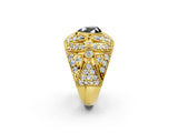 Yellow gold Fancy Black Heart Cut Brilliant Halo Pave Diamond Milgrain Ring_2
