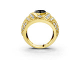 Yellow gold Fancy Black Heart Cut Brilliant Halo Pave Diamond Milgrain Ring_3