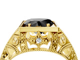 Yellow gold Fancy Black Heart Cut Brilliant Milgrain Filigree Diamond Ring with Square Prong Setting_4