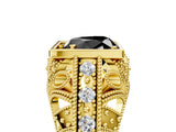 Yellow gold Fancy Black Heart Cut Brilliant Milgrain Filigree Diamond Ring with Square Prong Setting_5