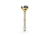 Yellow gold Fancy Black Heart Cut Brilliant Pavé Band Solitaire with Four-Prong Setting_2