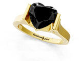 Yellow gold Fancy Black Heart Cut Brilliant Solitaire Diamond Ring with Channel Set Band and Bar Prong Setting_19