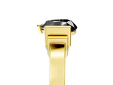 Yellow gold Fancy Black Heart Cut Brilliant Solitaire Diamond Ring with Channel Set Band and Bar Prong Setting_23