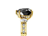 Yellow gold Fancy Black Heart Cut Brilliant Three-Stone Pave Band with Four-Prong Setting_5