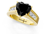 Yellow gold Fancy Black Heart Cut Cut Channel Set Solitaire Ring with Four-Prong Setting_1
