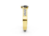 Yellow gold Fancy Black Heart Cut Cut Channel Set Solitaire Ring with Four-Prong Setting_2