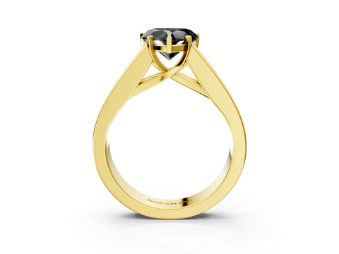 Yellow gold Fancy Black Heart Cut Cut Channel Set Solitaire Ring with Four-Prong Setting_3