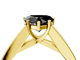 Yellow gold Fancy Black Heart Cut Cut Channel Set Solitaire Ring with Four-Prong Setting_4