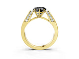 Yellow gold Fancy Black Heart Cut Cut Diamond Channel Set Solitaire Ring with Four-Prong Setting_3