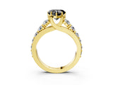 Yellow gold Fancy Black Heart Cut Cut Diamond Engagement Ring with Pavé Band and Four-Prong Setting_3