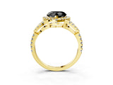 Yellow gold Fancy Black Heart Cut Cut Diamond Halo Engagement Ring with Open Split Pavé Band_3
