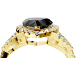 Yellow gold Fancy Black Heart Cut Cut Diamond Halo Engagement Ring with Open Split Pavé Band_4