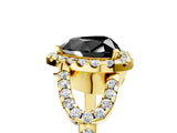 Yellow gold Fancy Black Heart Cut Cut Diamond Halo Engagement Ring with Open Split Pavé Band_5
