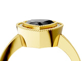 Yellow gold Fancy Black Heart Cut-Cut Diamond Halo Engagement Ring with Pave Band and Prong Setting_4