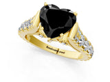 Yellow gold Fancy Black Heart Cut Cut Diamond Pavé Band Solitaire with Four-Prong Setting_1