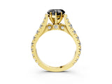 Yellow gold Fancy Black Heart Cut Cut Diamond Pavé Band Solitaire with Four-Prong Setting_3