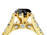 Yellow gold Fancy Black Heart Cut Cut Diamond Pavé Band Solitaire with Four-Prong Setting_4