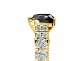 Yellow gold Fancy Black Heart Cut Cut Diamond Pavé Band Solitaire with Four-Prong Setting_5