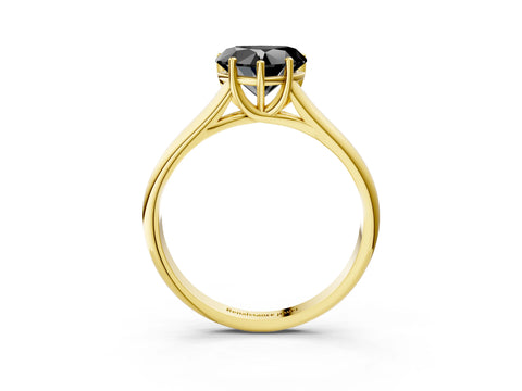 Yellow gold Fancy Black Heart Cut Cut Diamond Solitaire Engagement Ring with Tapered Plain Band and Four-Prong Setting_3