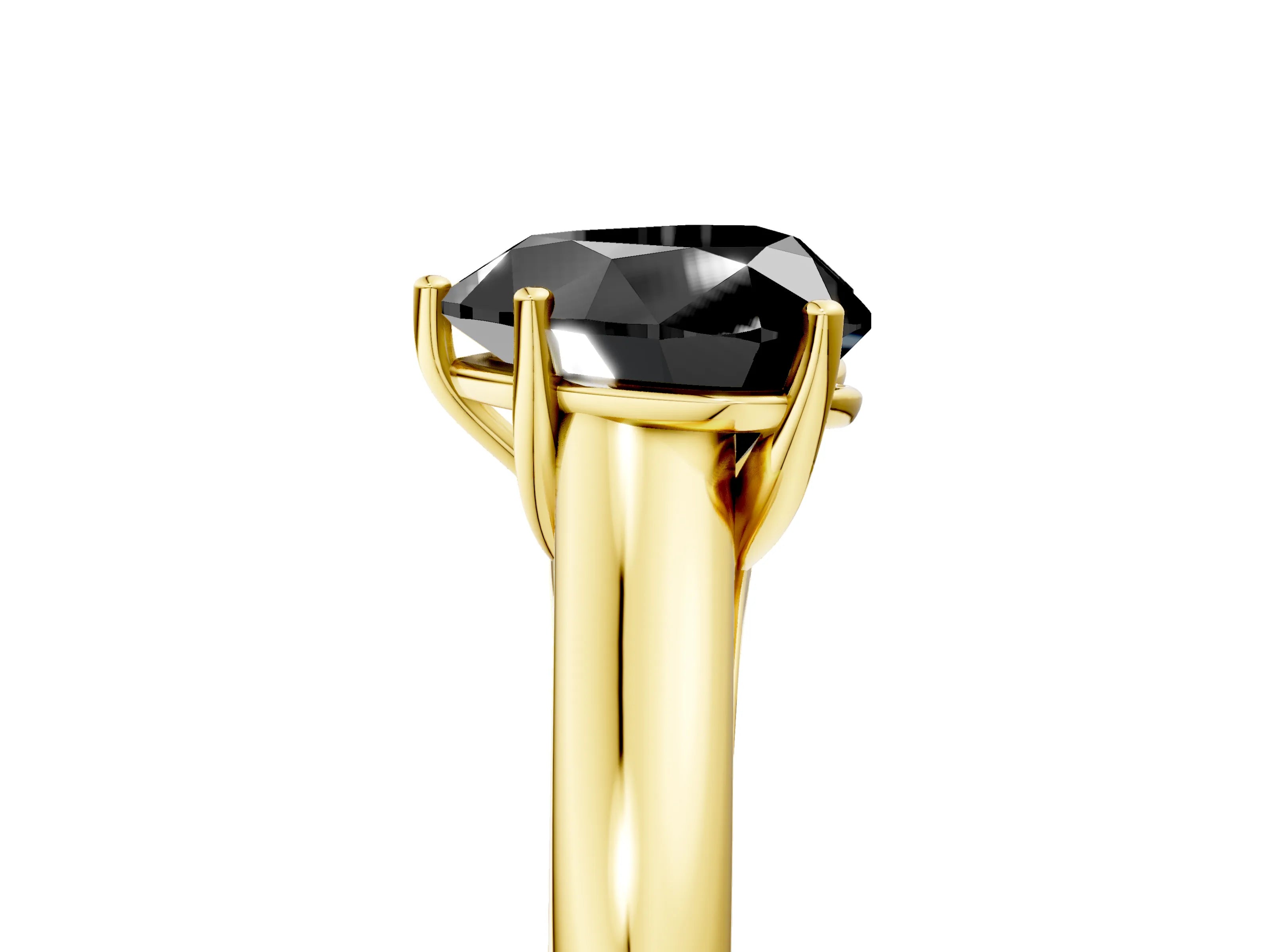 Yellow gold Fancy Black Heart Cut Cut Diamond Solitaire Engagement Ring with Tapered Plain Band and Four-Prong Setting_5