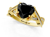 Yellow gold Fancy Black Heart Cut Cut Diamond Twisted Band with Milgrain Pave Setting and Four-Prong Setting_1