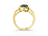 Yellow gold Fancy Black Heart Cut Cut Halo Diamond Infinity Band with Four-Prong Setting_3