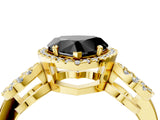 Yellow gold Fancy Black Heart Cut Cut Halo Diamond Infinity Band with Four-Prong Setting_4