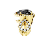 Yellow gold Fancy Black Heart Cut Cut Halo Diamond Infinity Band with Four-Prong Setting_5