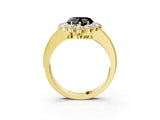 Yellow gold Fancy Black Heart Cut Cut Halo Diamond Pavé Engagement Ring with Milgrain Detailing_3