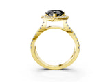 Yellow gold Fancy Black Heart Cut Cut Halo Split Shank Pave Set Ring_3