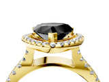 Yellow gold Fancy Black Heart Cut Cut Halo Split Shank Pave Set Ring_4