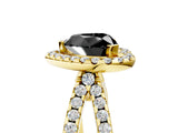 Yellow gold Fancy Black Heart Cut Cut Halo Split Shank Pave Set Ring_5