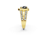 Yellow gold Fancy Black Heart Cut Cut Halo Split Shank Prong Set Ring_2