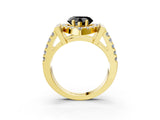 Yellow gold Fancy Black Heart Cut Cut Halo Split Shank Prong Set Ring_3