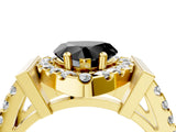 Yellow gold Fancy Black Heart Cut Cut Halo Split Shank Prong Set Ring_4