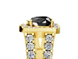Yellow gold Fancy Black Heart Cut Cut Halo Split Shank Prong Set Ring_5