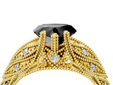 Yellow gold Fancy Black Heart Cut Cut Milgrain Pave Diamond Engagement Ring with Four-Prong Setting_7