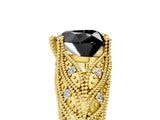 Yellow gold Fancy Black Heart Cut Cut Milgrain Pave Diamond Engagement Ring with Four-Prong Setting_8