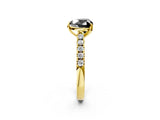 Yellow gold Fancy Black Heart Cut Cut Pavé Band Solitaire Ring with Four-Prong Setting_2