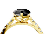 Yellow gold Fancy Black Heart Cut Cut Pavé Band Solitaire Ring with Four-Prong Setting_4