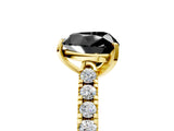 Yellow gold Fancy Black Heart Cut Cut Pavé Band Solitaire Ring with Four-Prong Setting_5
