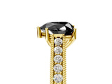 Yellow gold Fancy Black Heart Cut Cut Pave Band Milgrain Solitaire Ring_16