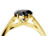 Yellow gold Fancy Black Heart Cut Cut Pave Split Shank Engagement Ring with Four-Prong Setting_4