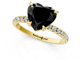 Yellow gold Fancy Black Heart Cut Diamond Brilliant Solitaire Ring with Pavé Band and Four-Prong Setting_13