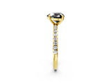 Yellow gold Fancy Black Heart Cut Diamond Brilliant Solitaire Ring with Pavé Band and Four-Prong Setting_14